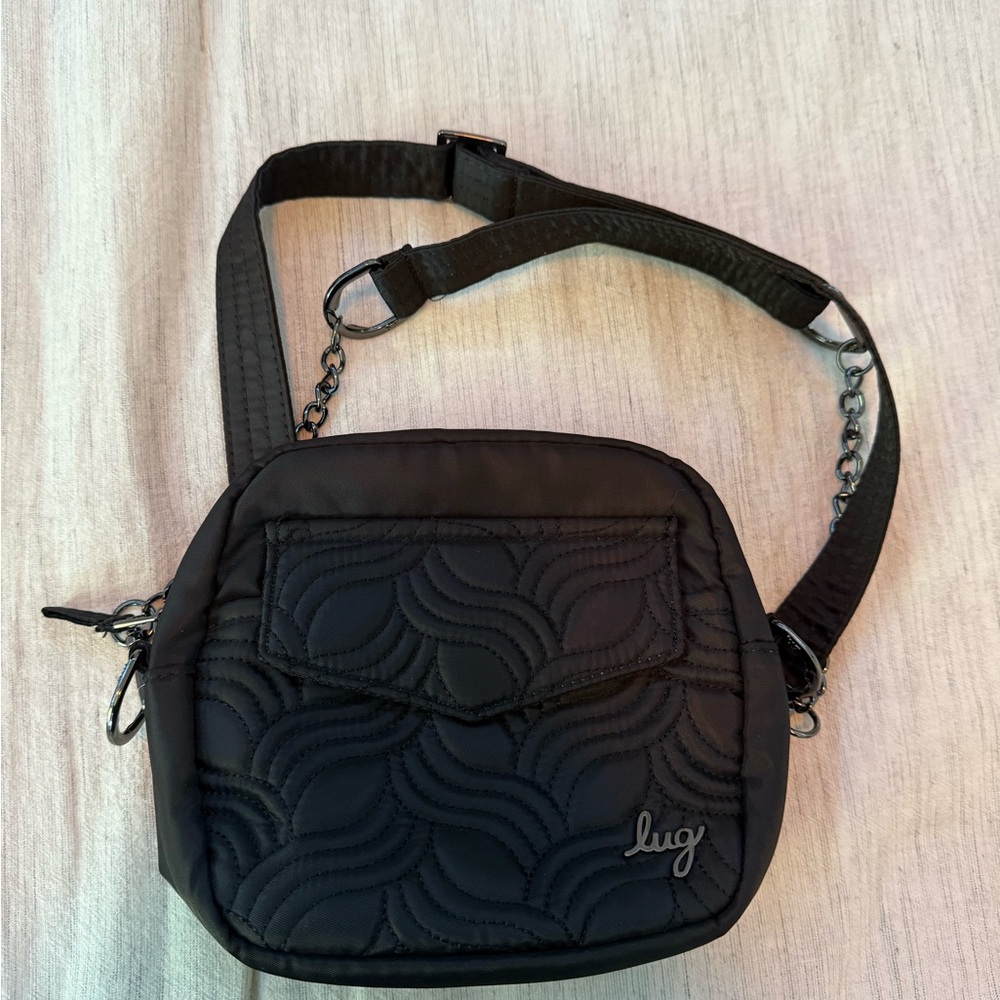 Lug Swing Convertible Black Quilted Crossbody Bag
